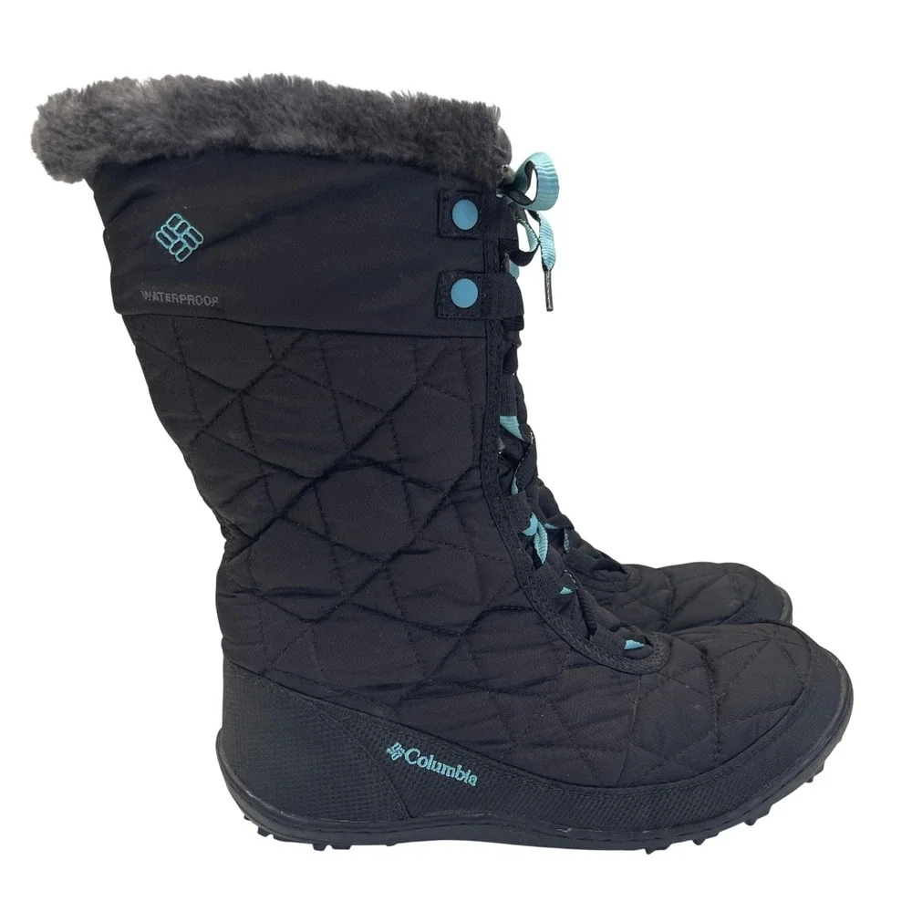 Columbia Minx Mid II Boots Girls 7 Black Waterproof Omni-Heat Snow BY1313